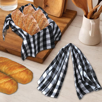 Kitchen Towels Set of 6 Buffalo Checks Black/White Kitchen Towels 20X30 Inches 100% Cotton Highly Absorbent Kitchen Towels Premium Quality Ultra Soft Mitered Corners Kitchentowels