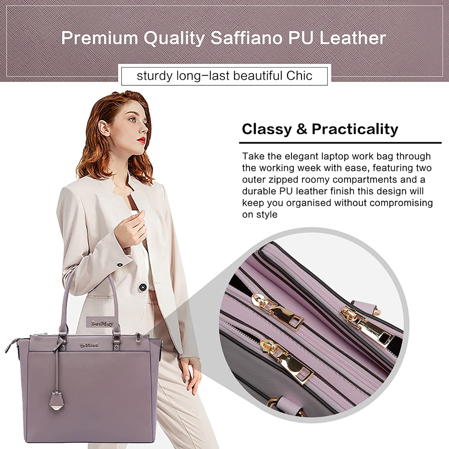 Laptop Bag for Women,Tote Bag,15.6-17 Inch Laptop Bag, Large Tote Bag Teacher Bag Work Bag Briefcase with Multi-Pockets for Girls Work University Travel,Birthday Mother'S Day Graduation Gift for Her